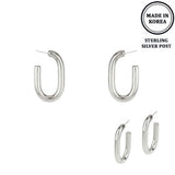 Flash-plated Oval Hoop Earrings