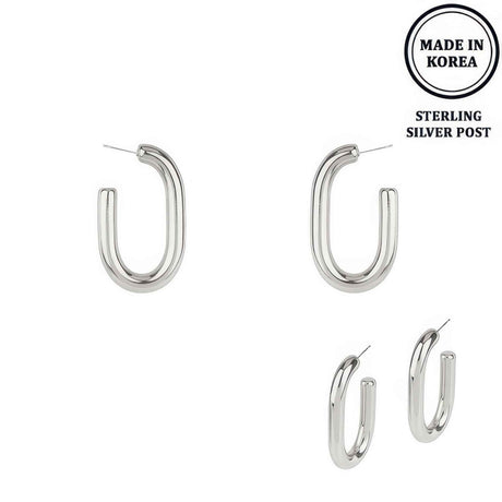 Flash-plated Oval Hoop Earrings