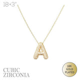 18k Gold Plated Cz Pave Bubble Letter Necklace