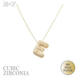 18k Gold Plated Cz Pave Bubble Letter Necklace