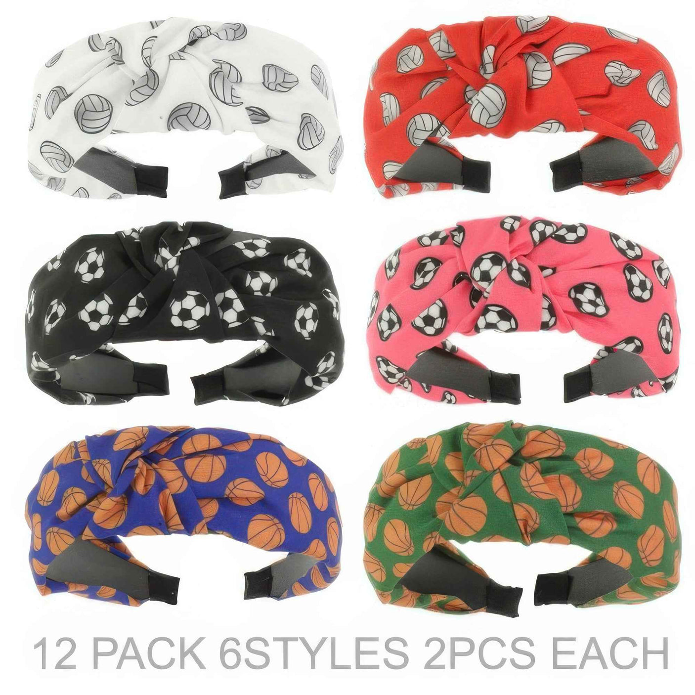 12pack Sports Ball Theme Top Knotted Headband