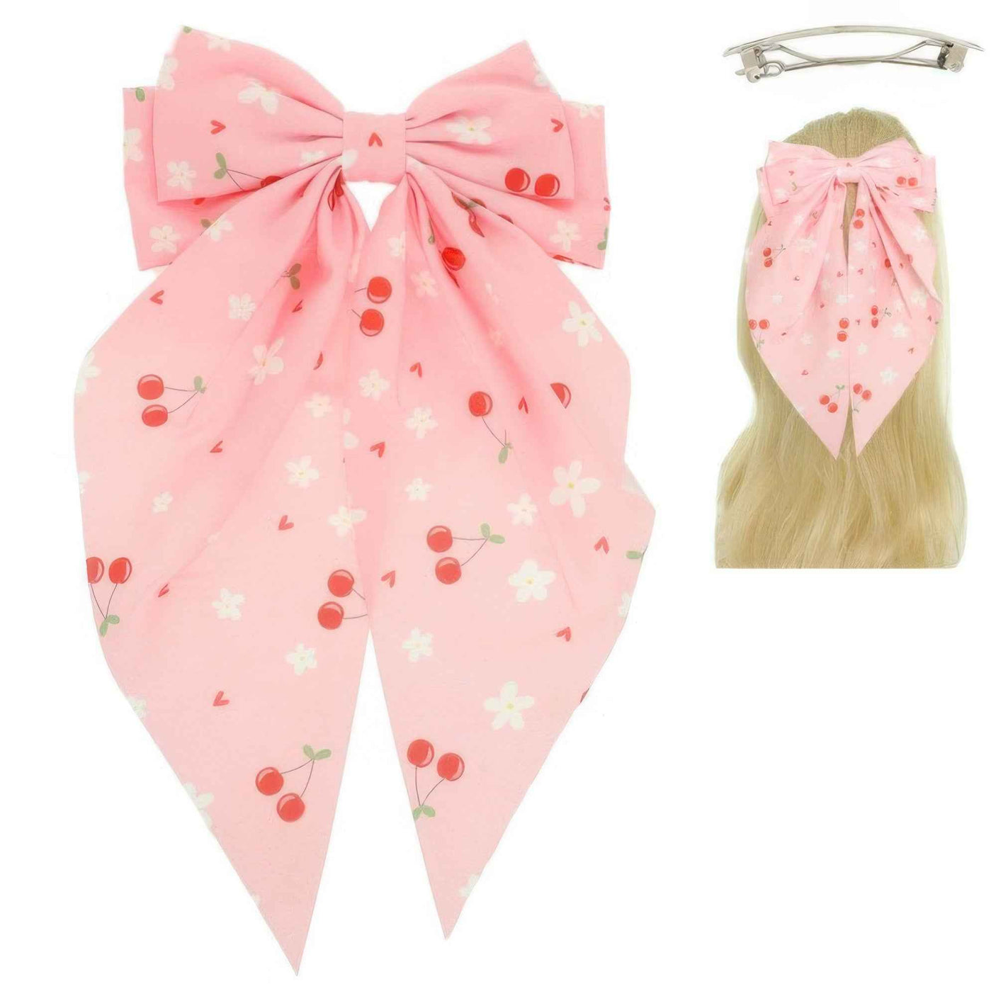 Floral Cherry Design Barrette Hair Clip