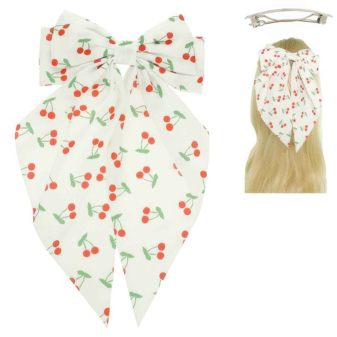 Floral Cherry Design Barrette Hair Clip