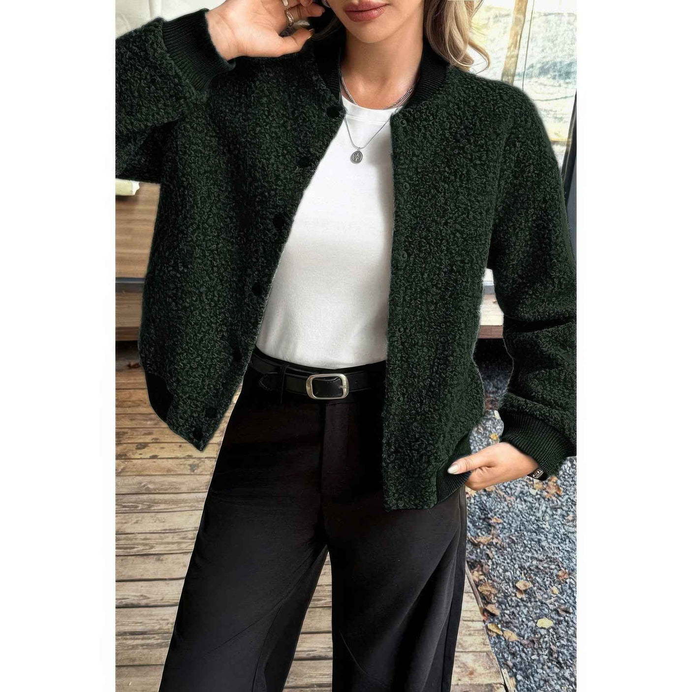 Faux Sherpa Fuzzy Teddy Bomber Jacket