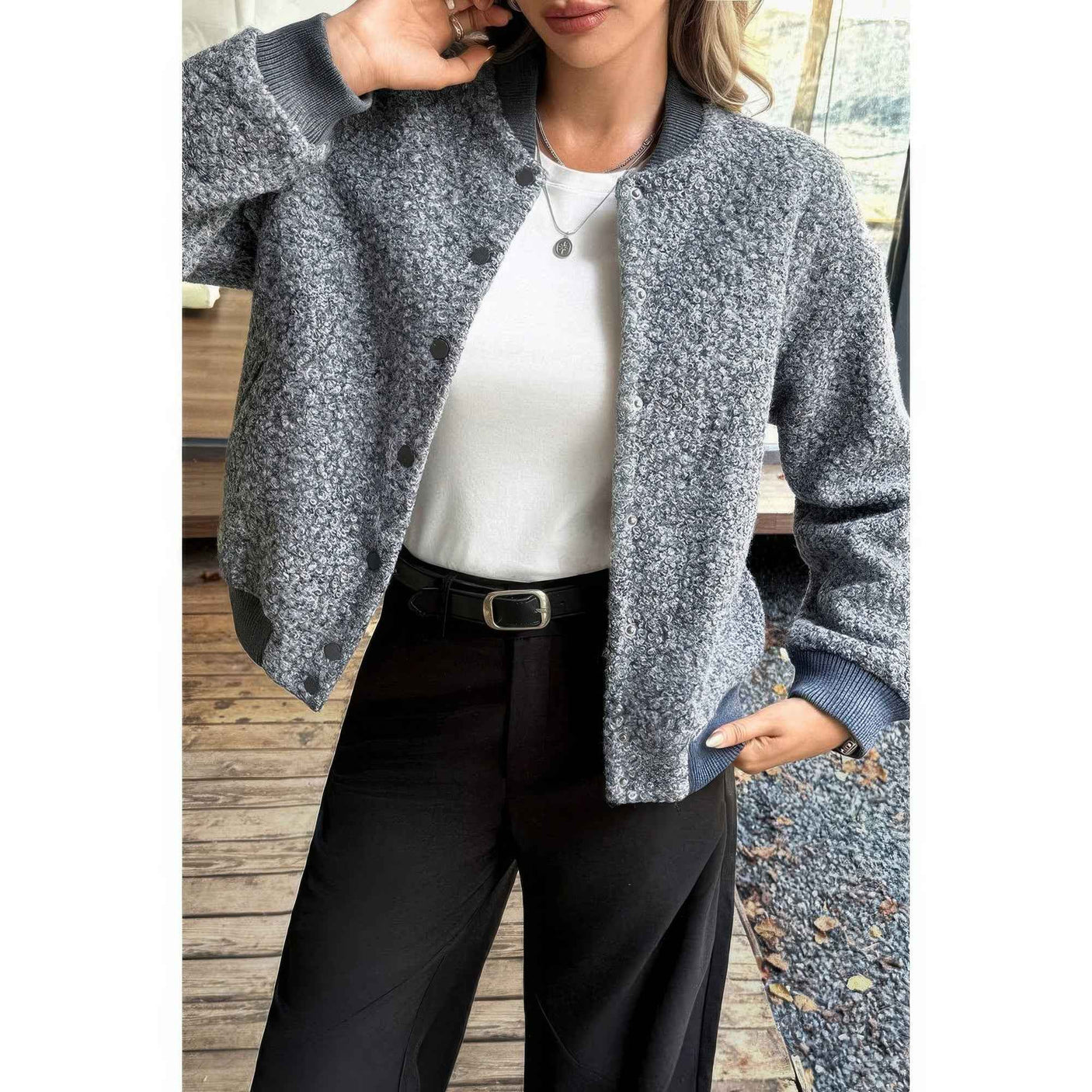 Faux Sherpa Fuzzy Teddy Bomber Jacket