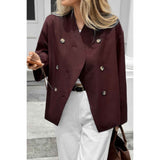 Double Breasted V Neck Trench Long Sleeve Coat