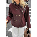 Double Breasted V Neck Trench Long Sleeve Coat