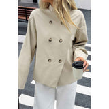Double Breasted V Neck Trench Long Sleeve Coat