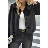 Solid Button Faux Fur Crop Jacket