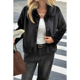 Solid Button Faux Fur Crop Jacket