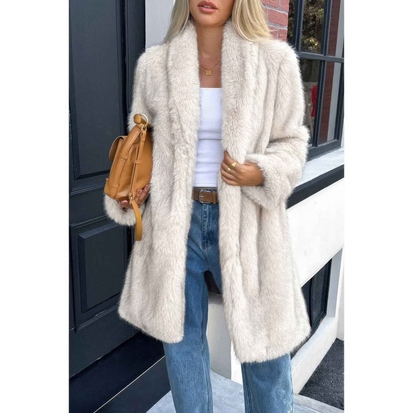 Solid Fluffy Faux Fur Shaggy Long Body Outwear