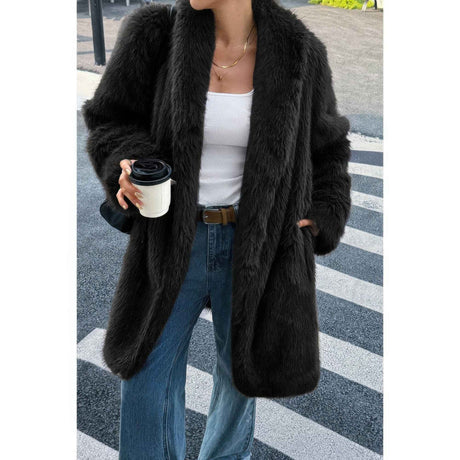 Solid Fluffy Faux Fur Shaggy Long Body Outwear