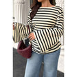 Plus Size Wide Long Sleeves Strip Fit Shirt