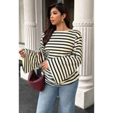 Plus Size Wide Long Sleeves Strip Fit Shirt