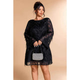 Plus Size Sequin Fringe Lace Short Dress
