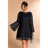 Plus Size Sequin Fringe Lace Short Dress