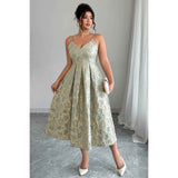 Plus Size Jacquard Elegant Spaghetti Strap Dress