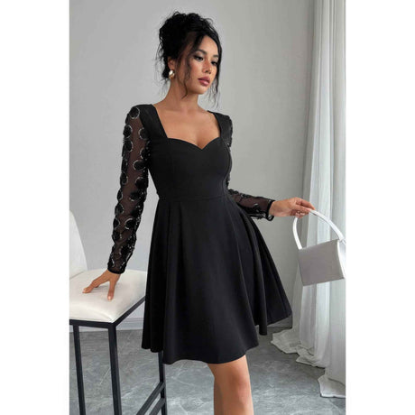 Plus Size Elegant Lace Panels Sequins Dress