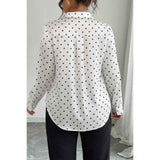 Plus Size Polka Dot Button Up Long Sleeve Shirt