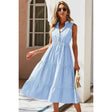 Strip Sleeveless V Neck A Line Color Block Dress