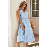 Strip Sleeveless V Neck A Line Color Block Dress