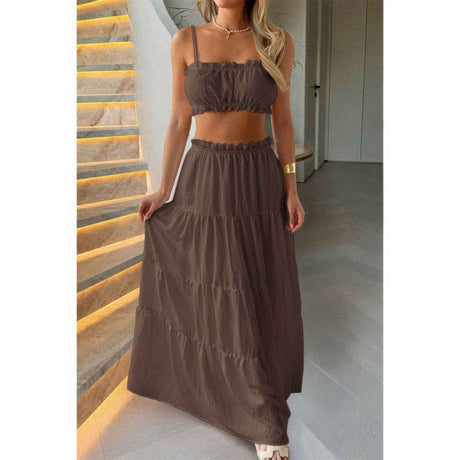 Two Pieces Sleeveless Tank Top And Maxi Skirt Set