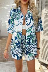Two Pieces Floral Print Button Down Sets