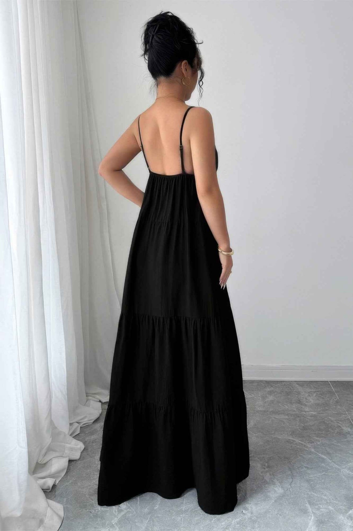 Sleeveless Elegant Suspender Aline Maxi Dress