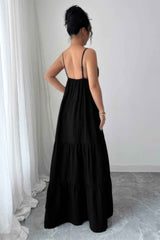 Sleeveless Elegant Suspender Aline Maxi Dress