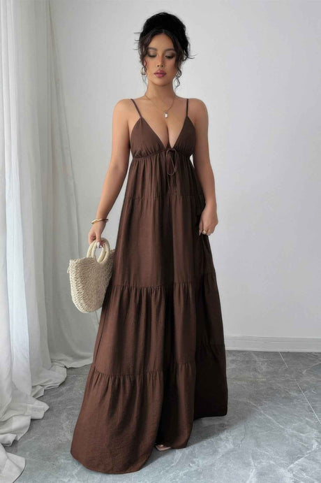 Sleeveless Elegant Suspender Aline Maxi Dress