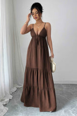 Sleeveless Elegant Suspender Aline Maxi Dress