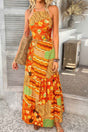 Allover Print Sleeveless Cross Back Cut Out Dress