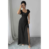 Swiss Dot Lace V Neck A Line Knot Back Dress