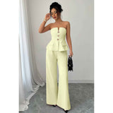 Off Shoulder Waist Cinched Wide Leg Sets