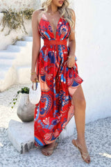 Halter Cross Back High Waist Deep V Neck Dress