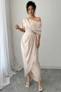 Solid One Shoulder Cross Ruched Dress