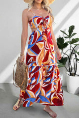 Sleeveless Front Knot Ruched Cut Out Long Dress