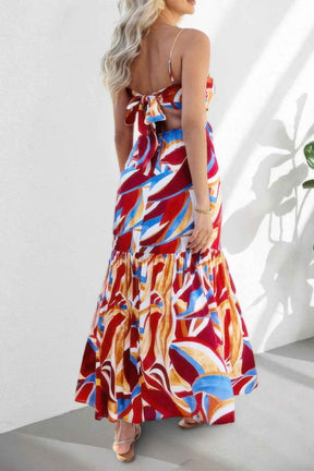 Sleeveless Front Knot Ruched Cut Out Long Dress