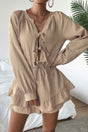 Solid Bowknot Strap Ruffled Hem Layered Dress