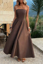 Strapless Sleeveless Solid Fit Full Dress