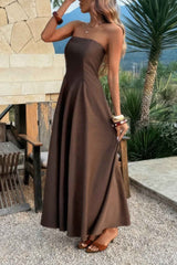 Strapless Sleeveless Solid Fit Full Dress
