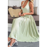 Solid Halter Hide Back Zipper Midi Sundress