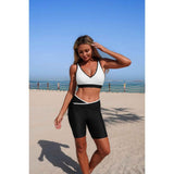 Two Piece Color Block Sports Sleeveless Yoga Sets