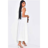 Solid Tie Straps Waist Corset Ruched Full Dress