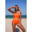 One Piece Colorblock Cross Back Swimsuit