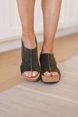 Walk This Way Wedge Sandals in Olive Suede - Liarian Unlimited Boutique