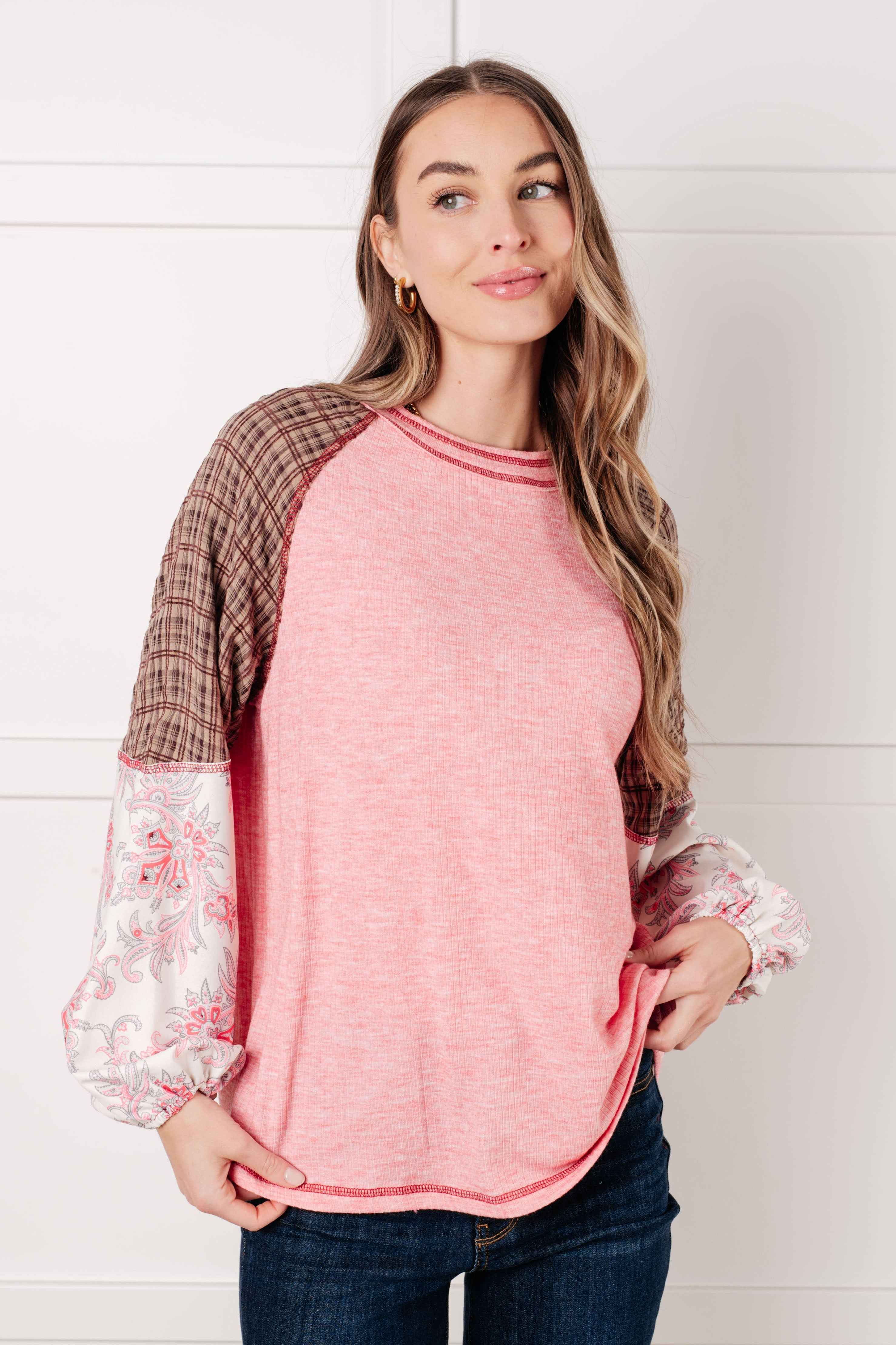 Walk for Miles Floral Color Block Top