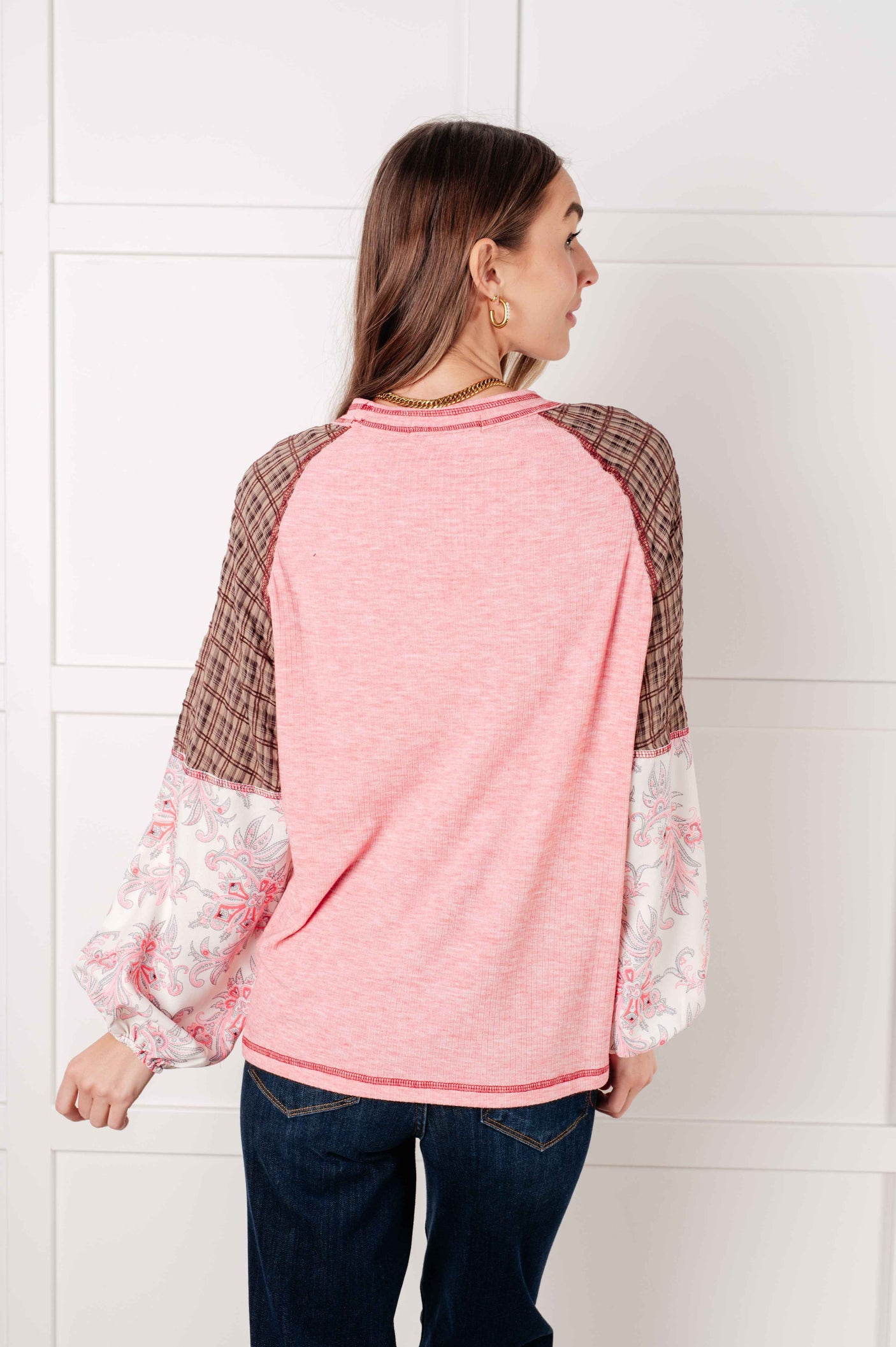 Walk for Miles Floral Color Block Top