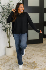 Top de punto acanalado con hombros caídos de Wander &amp; Rest en negro