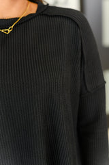 Top de punto acanalado con hombros caídos de Wander &amp; Rest en negro